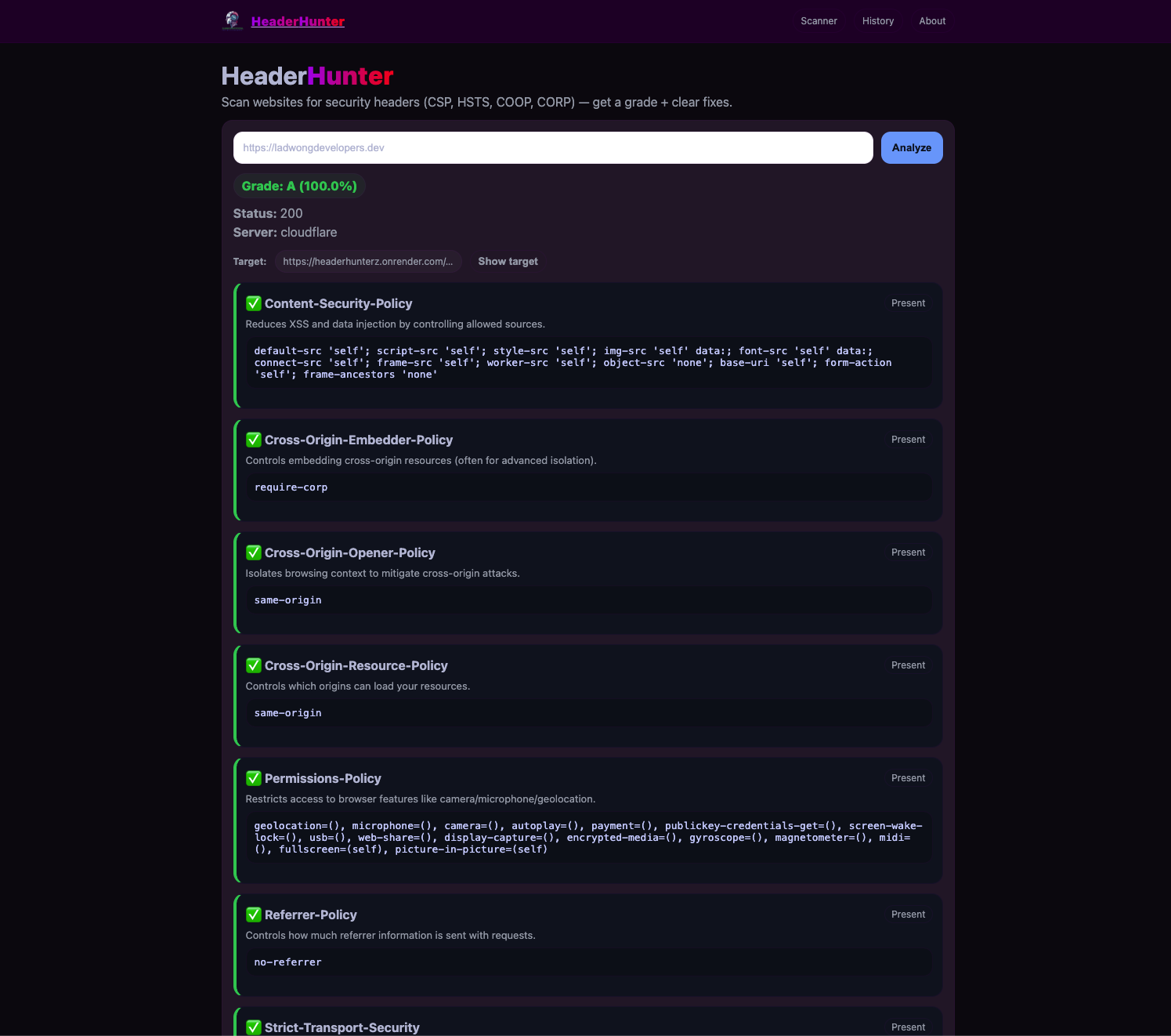 Cybersecurity HeaderHunter
