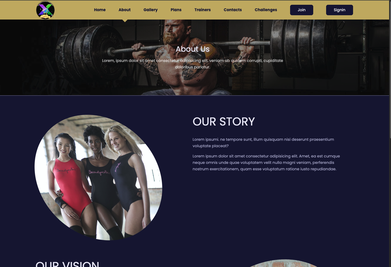 Fitness Website Frond-End