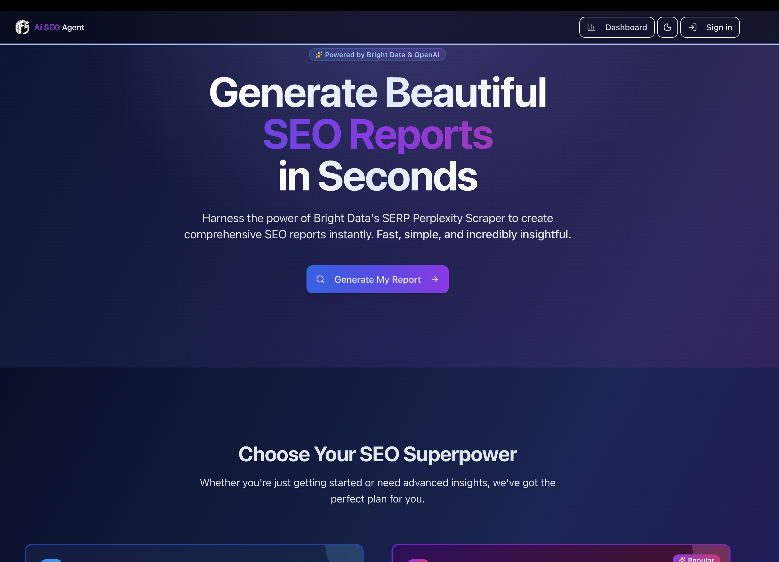 AI SEO Agent — Generate SEO Reports